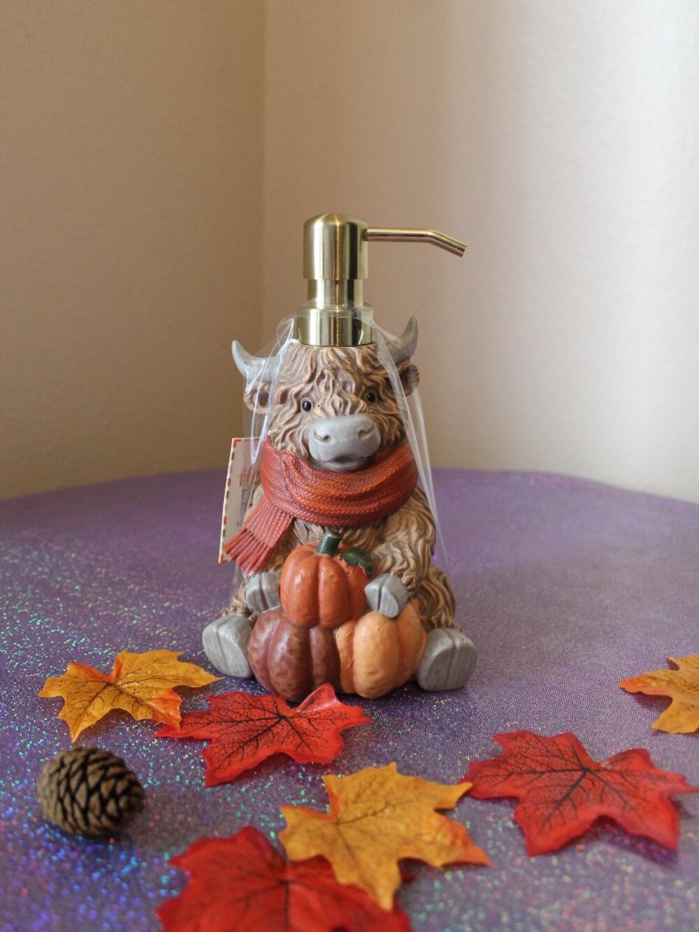 Fall Highland Cow Soap Dispenser NWT